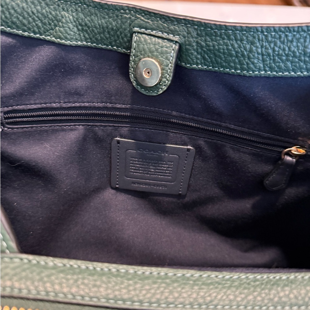 Coach Pebbled Leather Shoulder Bag in Deep Green with Gold Hardware - Picture 9 of 12